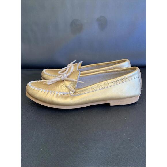 Minnetonka Shoes - Minnetonka Shoes Women's Grace Moc Slip-On Leather Tassels Gold Size 7
